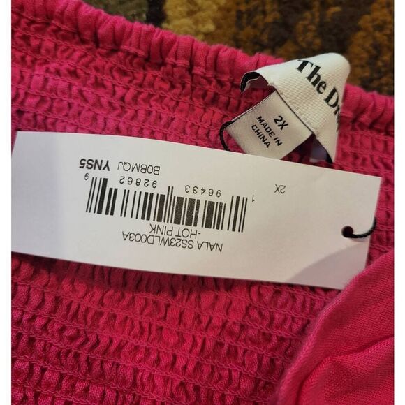 NWT The Drop Dress Women's Small Pink Nala Puff Sleeve Linen Mini Smocked - Picture 5 of 5